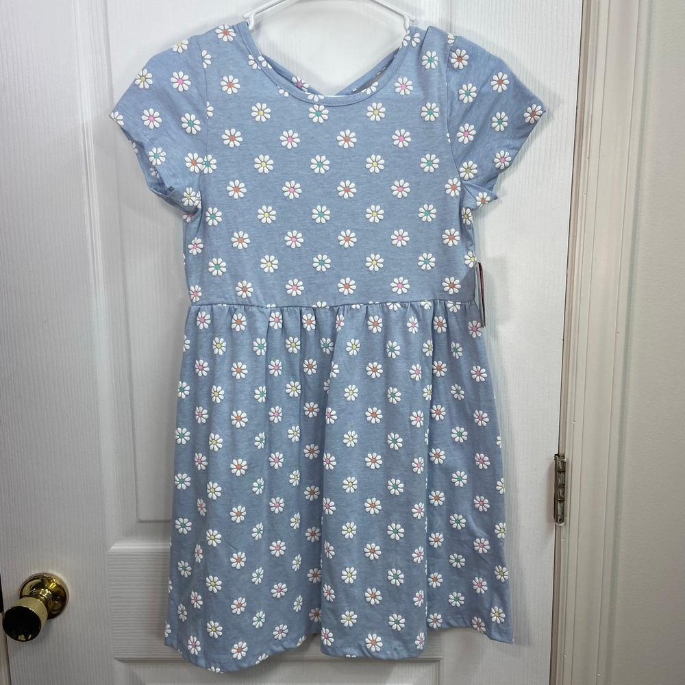NEW Free Style‎ Revolution blue daisy floral tshirt short sleeve cotton dress 12